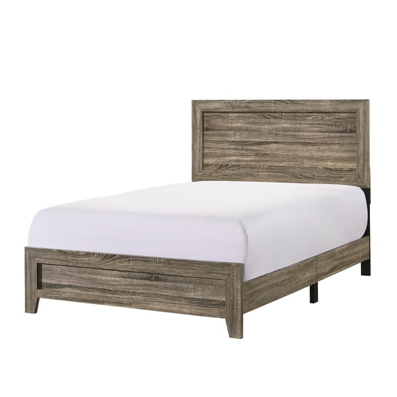 Full Size Wooden Bed with Panel Design Headboard, Rustic Brown- Saltoro Sherpi