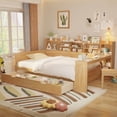 thumbnail image 1 of Full Size Wooden Daybed, with Storage Shelves + Two Storage Drawers + Study Desk, Multi-Functional Bed for Bedroom Space-Saving, 1 of 10