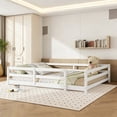 thumbnail image 1 of Full Size Wooden Floor Bed with Enclosed Guardrails, Low-Profile Frame, Gray Finish, No Box Spring Needed, 1 of 7