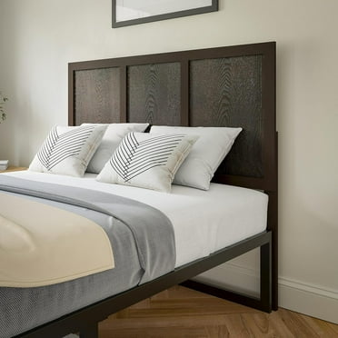 Full Size Wooden Headboard Only, Three Panel Headboard in Dark Brown