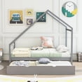 thumbnail image 1 of Full Size Wooden House Bed With Twin Size Trundle, No Box Spring Needed, 1 of 7