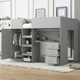 thumbnail image 1 of Full Size Wooden Loft Bed with Built-in Wardrobe, Desk, Storage Shelves & Drawers - Grey, 1 of 9