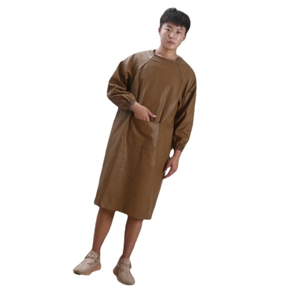 Full Sleeve Protective Workwears PU Leather Apron Spill Proof Easy Wipe Clean for Kitchen and Industrial Applications