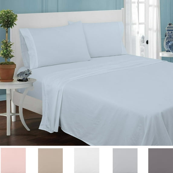 Full Solid Color Brushed Microfiber 4-Piece Sheet Set, 1800 Luxury Hotel Collection