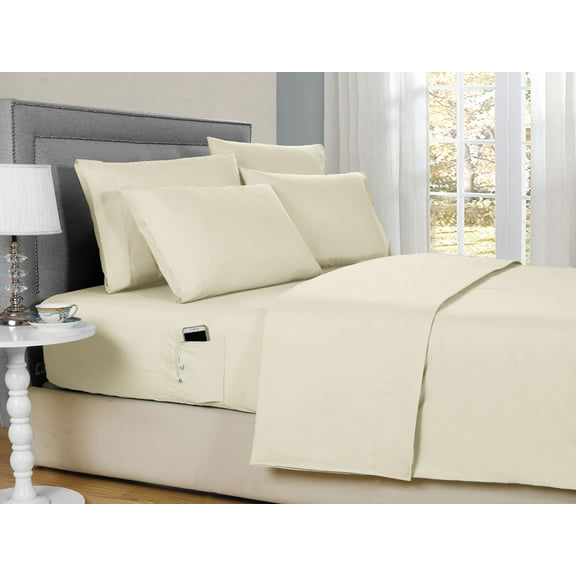 Full Solid with Side Pockets 6 Piece Sheet Set