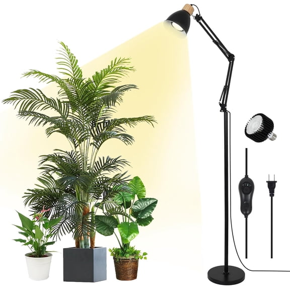 Full Spectrum 20W Grow Light Bulb with Timer, Adjustable 75'' Standing Tall Plant Lamp for Medium to Large Indoor Plants