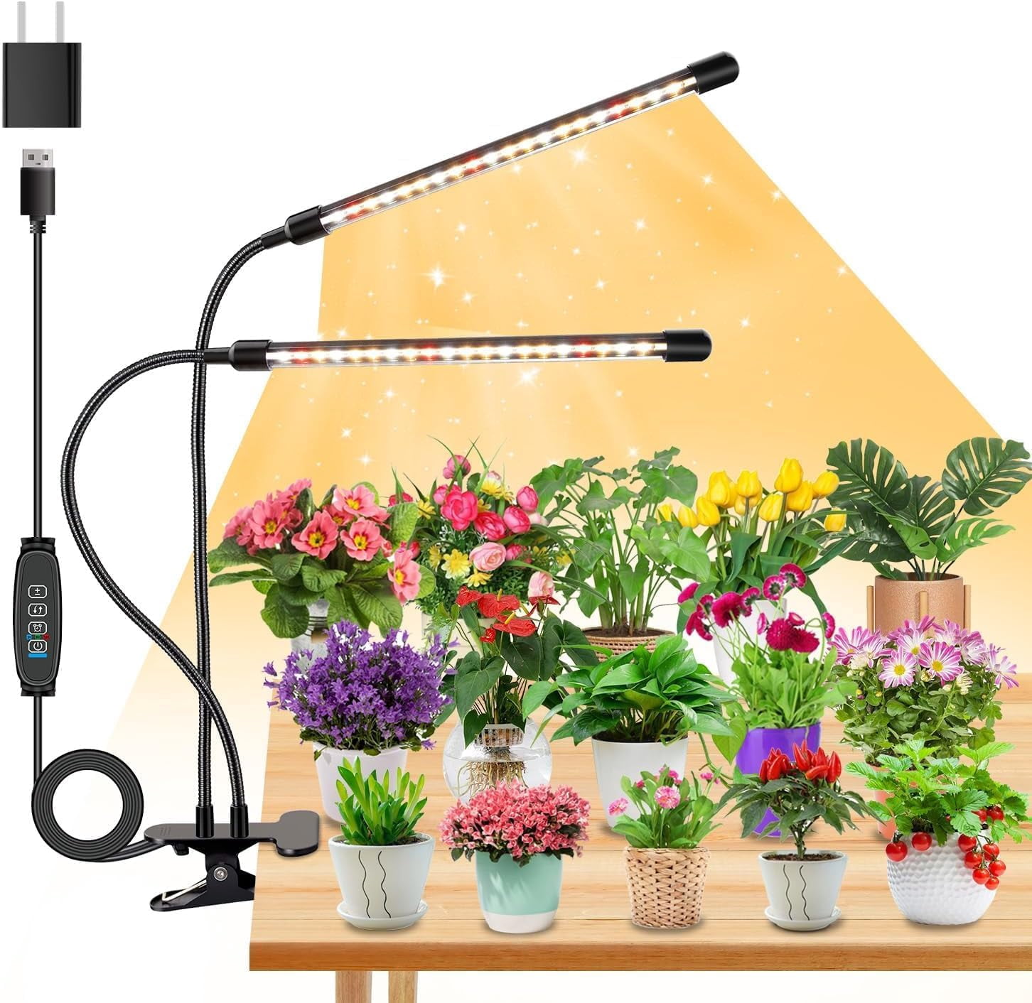 Full Spectrum Dual Heads Clip Grow Lights for Indoor Plants with 3/9 ...