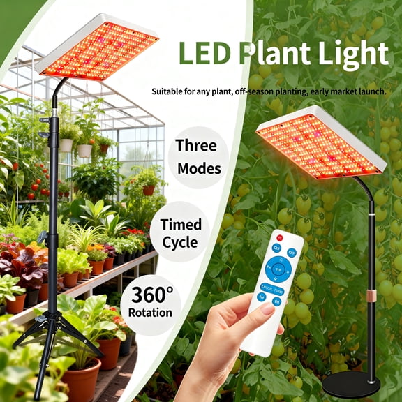 Full Spectrum LED Grow Light for Indoor Plants - Sunlike Plant Growing Lamp with Remote, 3 Light Modes & Timer, Adjustable Brightness for Greenhouse, Home, Lab, Veg & Bloom Stages (AC100-277V)