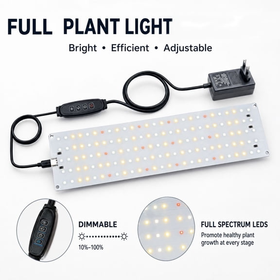 Full Spectrum LED Grow Light Panel with Auto Timer, Ultra-Thin Quantum Board Indoor Plant Light for Houseplants Seedlings Succulents Herbs & Plant Shelves, 30 x 20 cm (11.8 x 7.9 in)