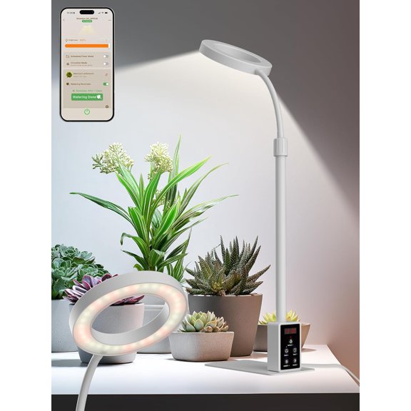 Full Spectrum LED Grow Light with Auto Timer Adjustable Height and Stepless Dimming White