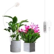 Full Spectrum LED Pot Clip Grow Light for Succulents & Small Indoor Plants, 4 Dimmable Levels, Auto Timer, White, 1 Pack