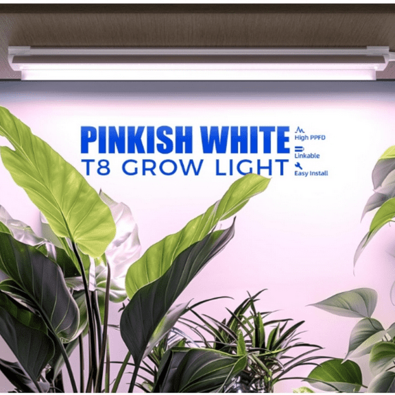 Full Spectrum Sunlight Plant Light, LED Grow Light Bulbs for Indoor Plant Growing,with V-Shaped Reflector, Pinkish White,