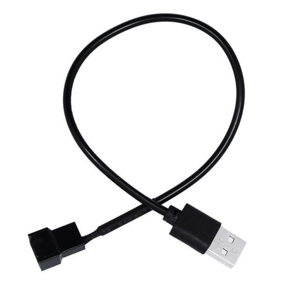 Full Speed 5V Voltage Step-Up USB to 4-Pin PC Fan Sleeved Power Adapter Cable OD3.5mm 2464 22AWG 30CM