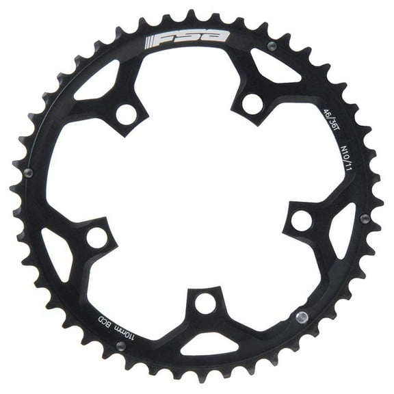 FSA, 50T, 10/11sp., BCD: 110mm, 5 Bolts, Pro Road, Outer Chainring, For Double, Aluminum, Black, 371-0250F