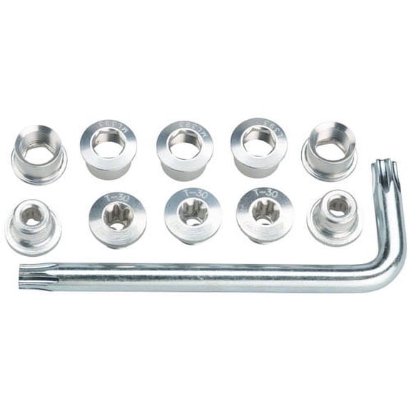 Full Speed Ahead Torx T-30 Alloy Double Chainring Nut/Bolt Set tool Silver