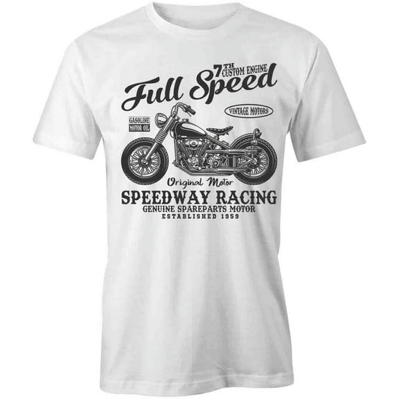 Full Speed Speedway Racing T-Shirt | Cool Motorcycle White Tee Gift