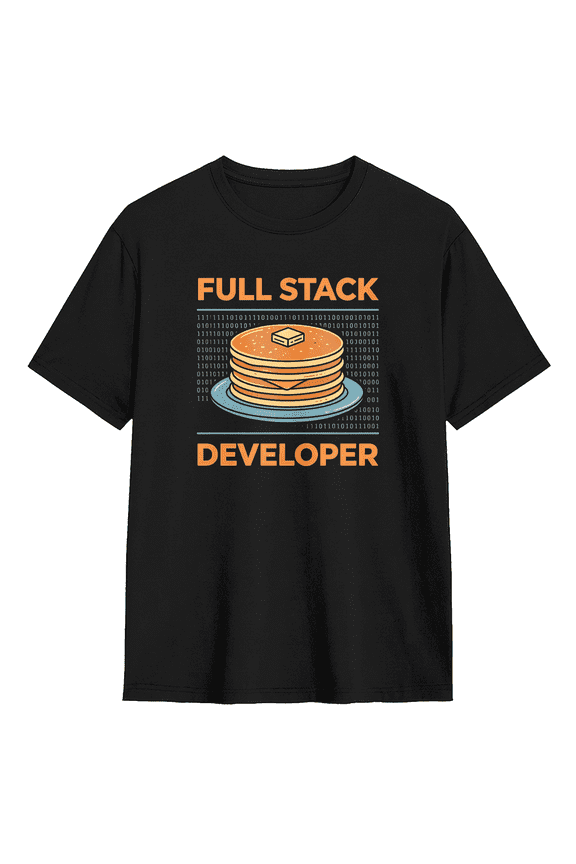 Full Stack Developer Pancake Code Cool Graphic Tee for Men, Funny Workout Cotton Short Sleeves T-Shirt
