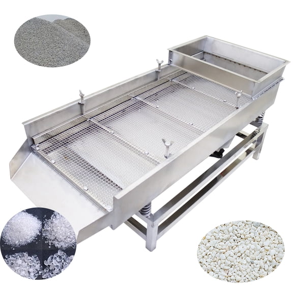 Full Stainless Steel Linear Vibrating Screen Industrial Vibrating Screen with 9mm Square Hole Screen 80W
