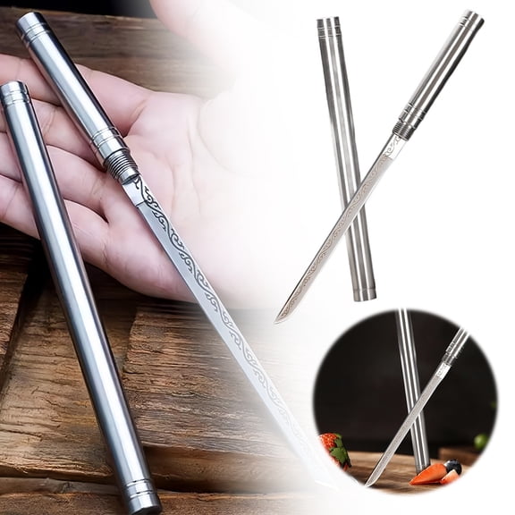 Full Stainless Steel Multi-Purpose Fruit Knife, Iron, Silver, 18cm, Fixed Blade, for Outdoor and Kitchen Use