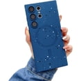 thumbnail image 1 of Full Star Magnetic Charging Phone case, Starry, Multi-Colour Options, Silicone Material, for Samsung Galaxy S23 S22 S21 S20 Ultra Plus FE Note20 Note10 Phone Case (Dark Blue,S23 Ultra), 1 of 8