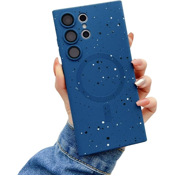 Full Star Magnetic Charging Phone case, Starry, Multi-Colour Options, Silicone Material, for Samsung Galaxy S23 S22 S21 S20 Ultra Plus FE Note20 Note10 Phone Case (Dark Blue,S23)