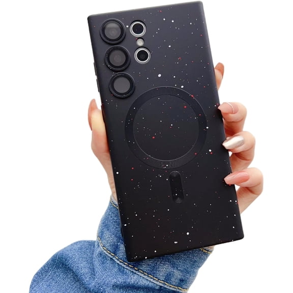 Full Star Magnetic Charging Phone case, Starry, Multi-Colour Options, Silicone Material, for Samsung Galaxy S23 S22 S21 S20 Ultra Plus FE Note20 Note10 Phone Case (Black,Note10 Plus)