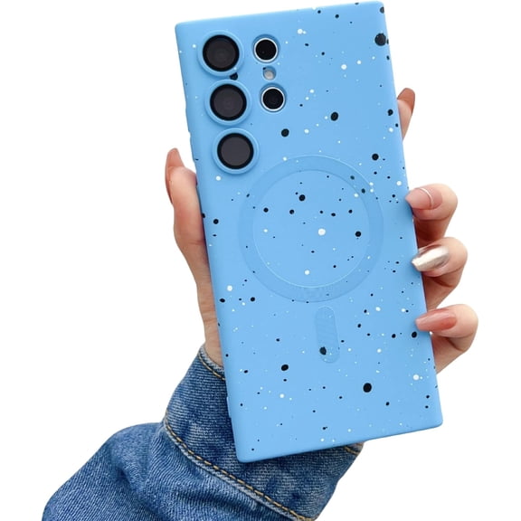 Full Star Magnetic Charging Phone case, Starry, Multi-Colour Options, Silicone Material, for Samsung Galaxy S23 S22 S21 S20 Ultra Plus FE Note20 Note10 Phone Case (Blue,S21 FE)
