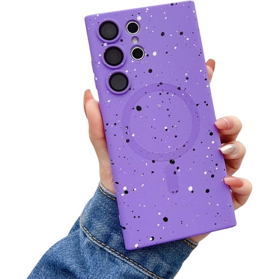 Full Star Magnetic Charging Phone case, Starry, Multi-Colour Options, Silicone Material, for Samsung Galaxy S23 S22 S21 S20 Ultra Plus FE Note20 Note10 Phone Case (Purple,S22 Ultra)