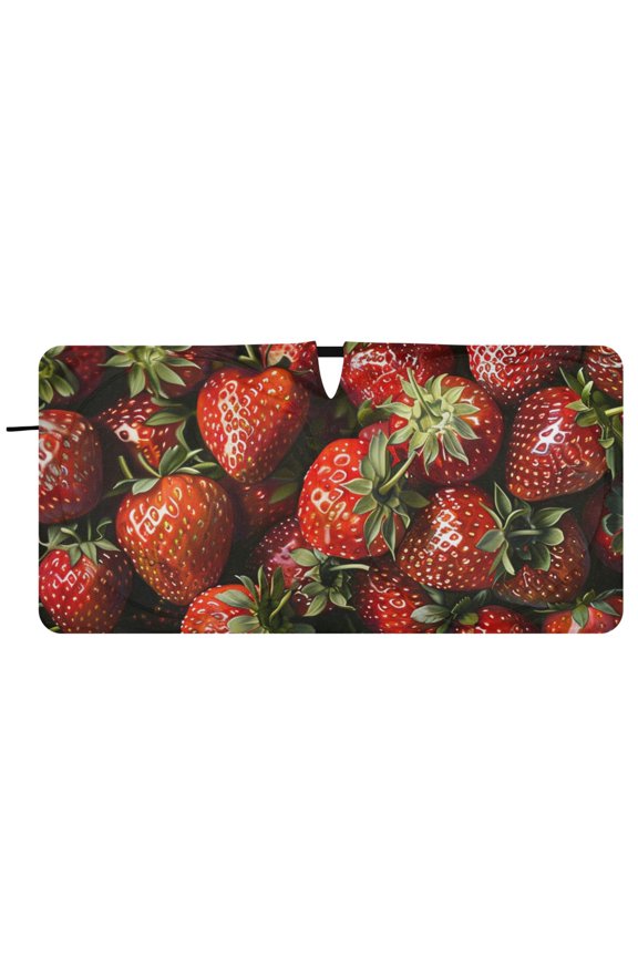Full Strawberries Car Windshield Sun Shade Foldable Front Window Shades Cover Sun Visor Shield Block