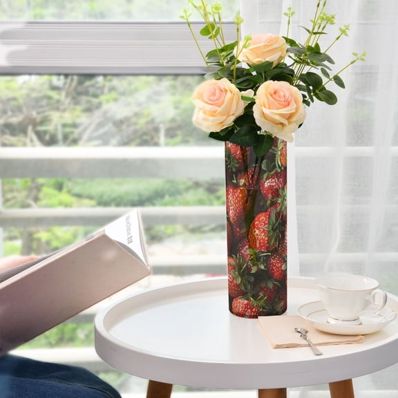 Full Strawberries Flower Vase Decorative Vases for Flowers Home Decor for Centerpieces Entryway Shelf Living Room