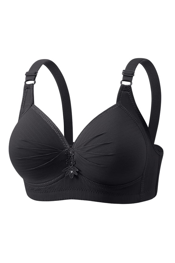 Full Support Wirefree Bra, Encapsulation Design without Underwire for Natural Shape, Great Alternative for Women with Rib Pain or Mastectom Black 46