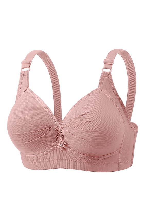 Full Support Wirefree Bra, Encapsulation Design without Underwire for Natural Shape, Great Alternative for Women with Rib Pain or Mastectom Pink 50