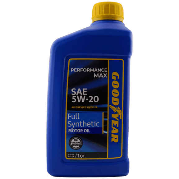 Full Synthetic Motor Oil SAE 5W-20  Goodyear Performance Max MOT-PM-5W20  API SQ/ILSAC GF-7A  1 Quart