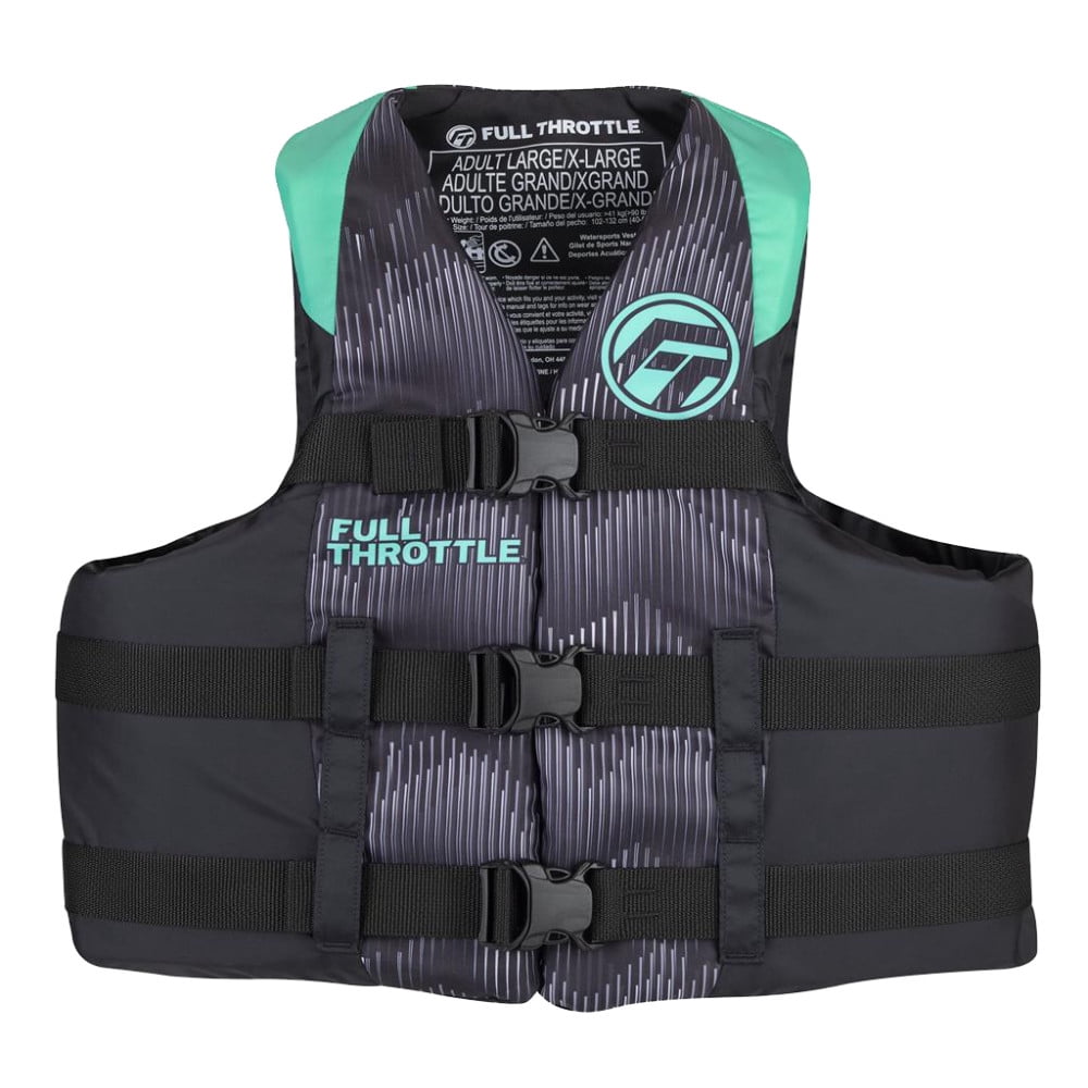 Full Throttle 112200-505-050-22 Adult Nylon Life Jacket - Large/X-Large, Aqua