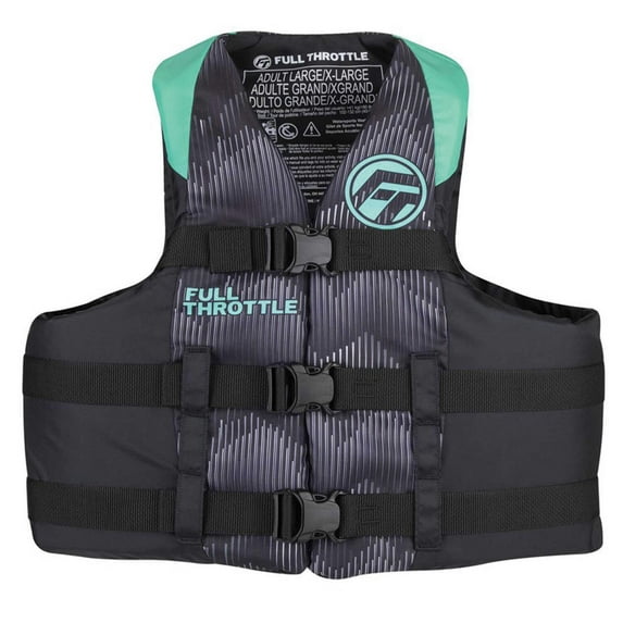 Full Throttle Adult Nylon Life Jacket L XL Aqua