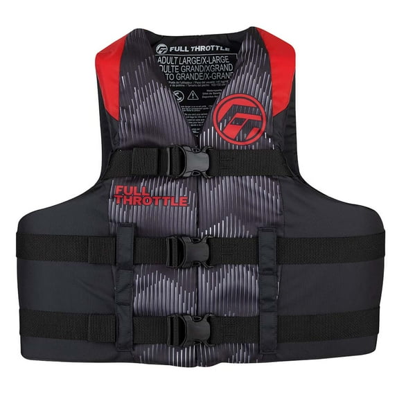 Full Throttle Adult Nylon Life Jacket - L/XL - Red/Black | Bundle of 5