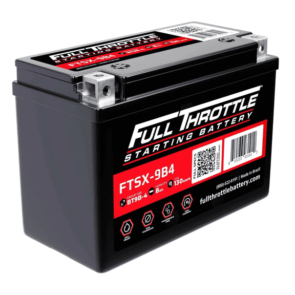 Full Throttle FTSX-9B4 12 Volt 8 Ah Rechargeable SLA AGM Battery, 130 CCA