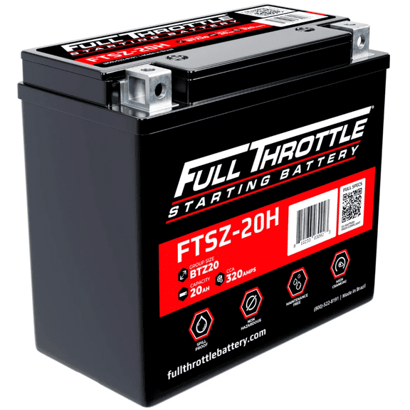 Full Throttle FTSZ-20H 12V 20Ah High-Performance AGM Battery, 320 CCA - BTZ20