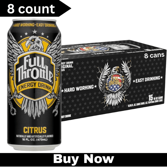 Full Throttle Original Citrus Energy Drink  16 fl oz Cans, 8 Pack  Boost Your Energy