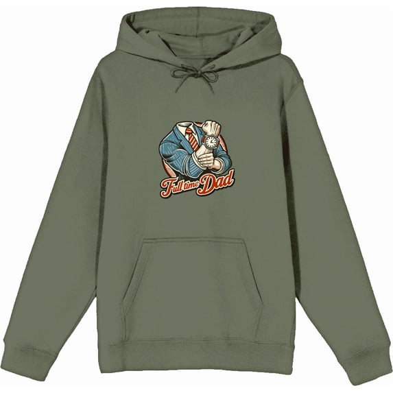 Full Time Dad Business Suit Adult Olive Long Sleeve Hoodie-Medium