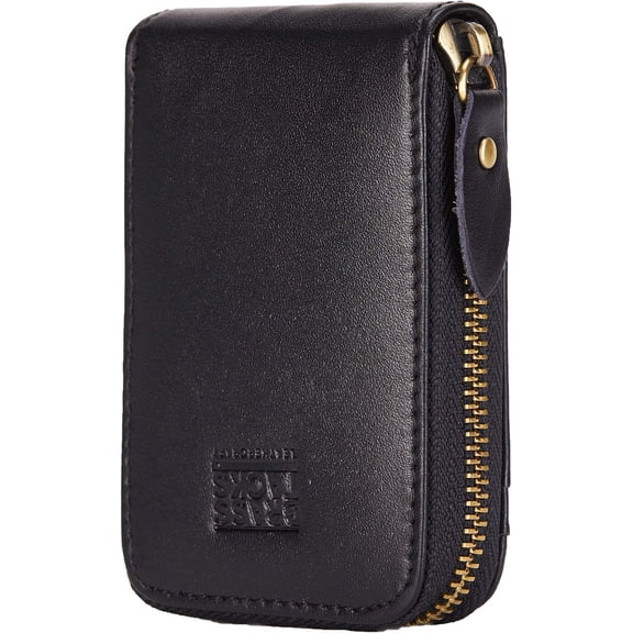 Full  Grain Leather Wallet  Blocking Multi Card Case with Zipper Pocket Card Holder for Men Women  Box