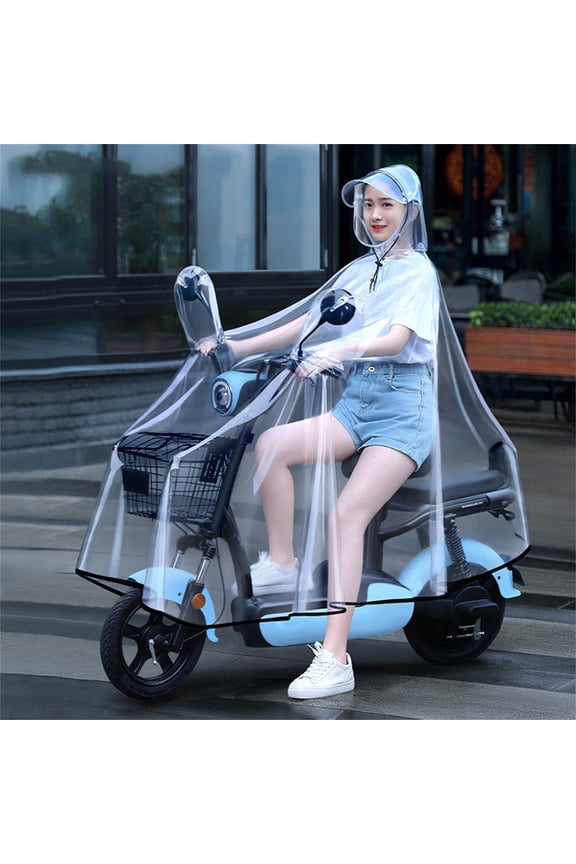 Full Transparent Thickened Rain Poncho, Folding One-Piece Raincoat for Electric Scooter and Bicycle, Waterproof Windproof Riding Gear, Compact and Portable Emergency Rain Protection