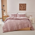 thumbnail image 1 of Full Tufted Comforter Set 3Pcs, Pink Boho Ruffled Microfiber All Season Bedding, 1 of 6