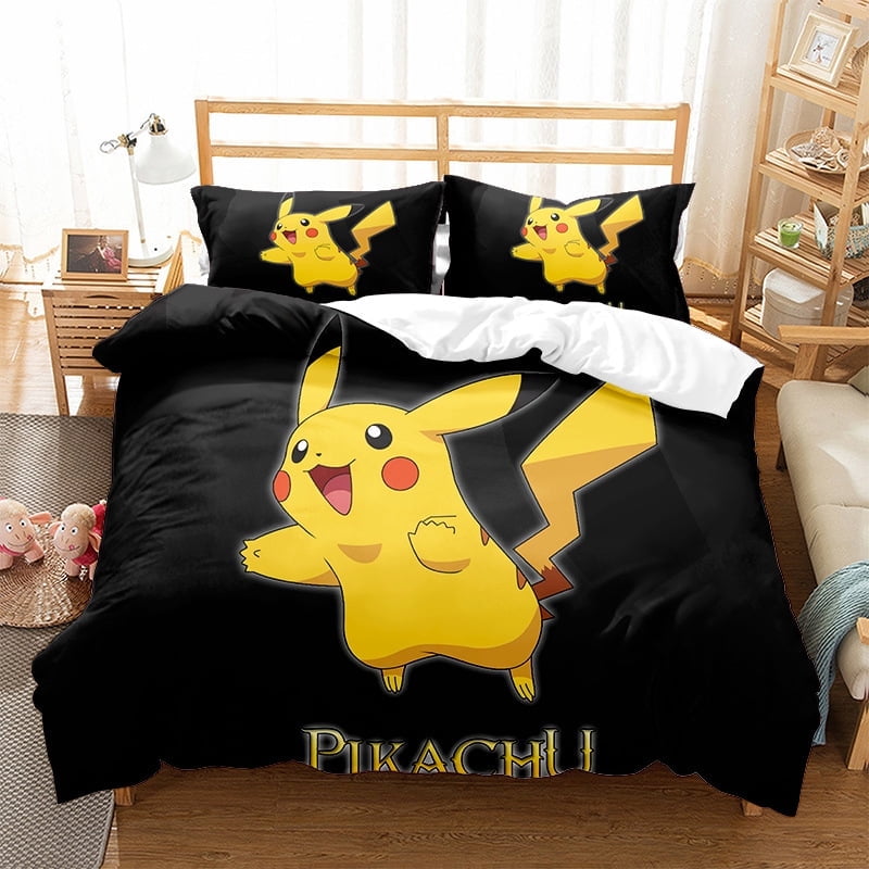 Full/Twin/Queen/King Size Anime Bedding Set 3D Pokemon Pikachu Bedding Duvet Cover Set Quilt ...