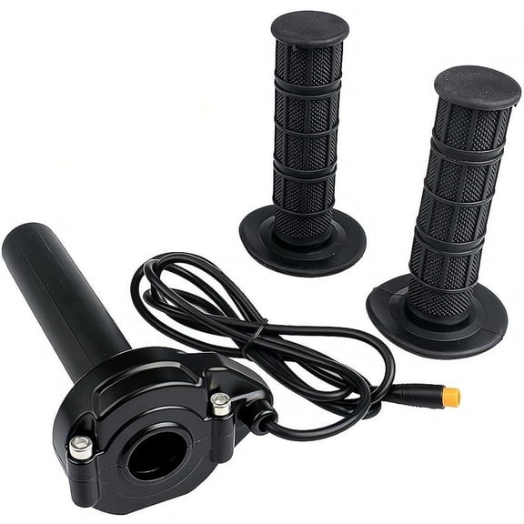 Full Twist Throttle with Grips, Waterproof 3 Pin for Ebike, 12V-72V for 22mm Handlebars (1 Pc)