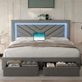 thumbnail image 1 of NHIXSOM Full Upholstered Platform Bed Frame with LED Lights and Storage, Velvet Adjustable Headboard, Grey, 1 of 8