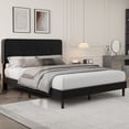 Adjustable Metal Box Spring Full Velvet Upholstered Platform Bed Frame with Adjustable Headboard ...