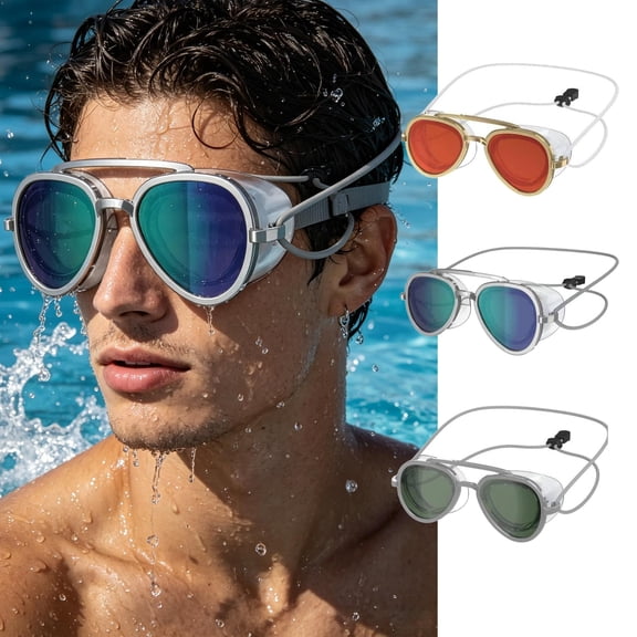 Full-View Anti-Fog Swim Goggles for Adults – Wide Panoramic Lens, Leak-Proof Seal, UV Protection, for Training & Competition