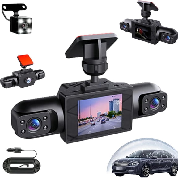 Full View Car Dashcam System, 360° 4 Channel Dash Cam, 1080p Car Dash Camera, Wireless, Night Vision, Loop Recording, Parking Monitor, No Card