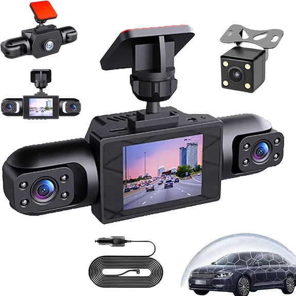 Full View Car Dashcam System, 360 4 Channel Dash Cam, 1080p Full View Car Dash Cam Video Recorder with 12/32/64/128GB Card, Wireless/Night Vision/Parking Monitor/Loop Recording (No Card)
